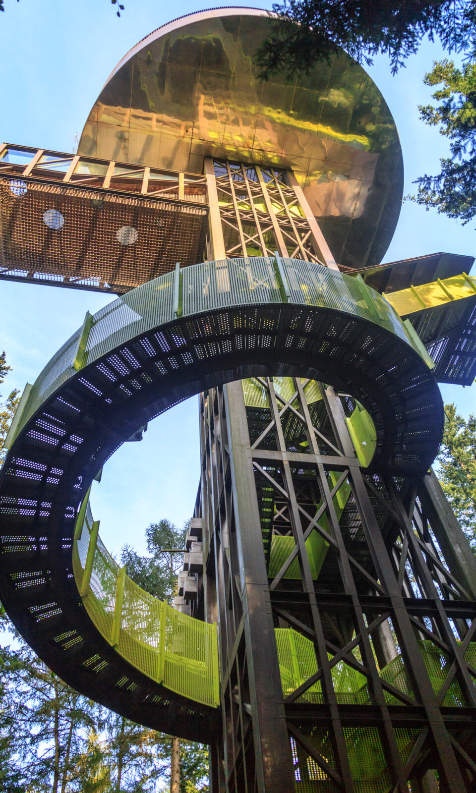 Onderaanzicht van de Bostoren op Landgoed Schovenhorst in Putten.
