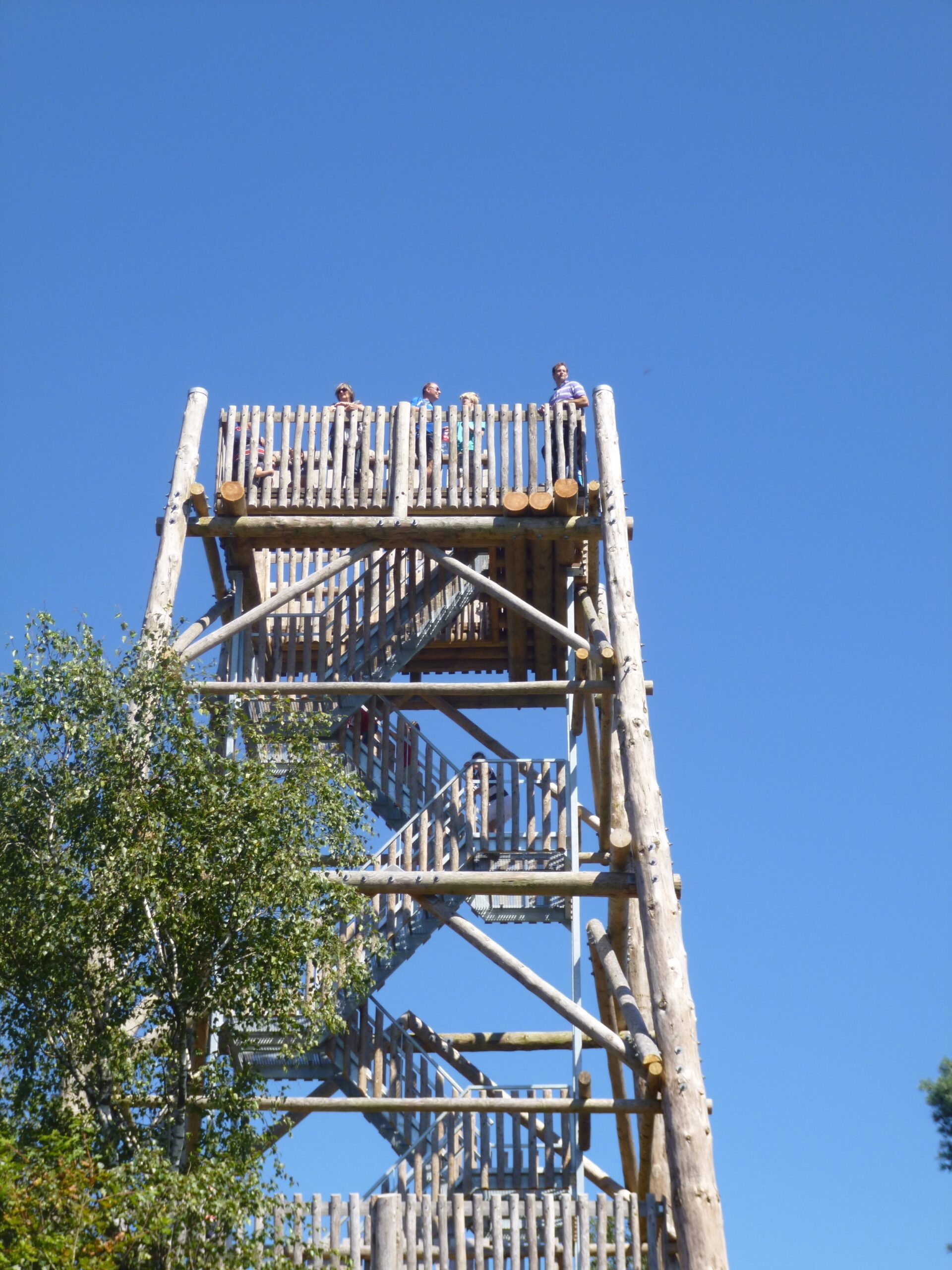 Uitkijktoren Stakenberg blauwe lucht en bomen