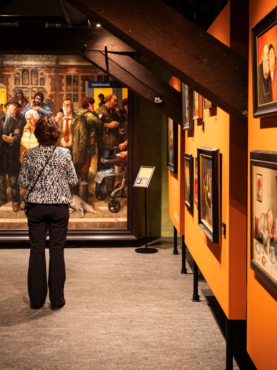 Vrouw bekijkt kunst in het Marius van Dokkem Museum