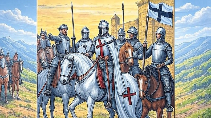 Schilderij van ridders te paard met vlaggen, afgebeeld in Veluwezoom, Rheden, bij Hof te Dieren