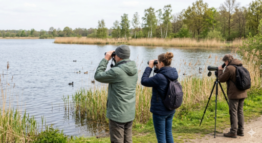 Mensen die vogels spotten (AI generated)