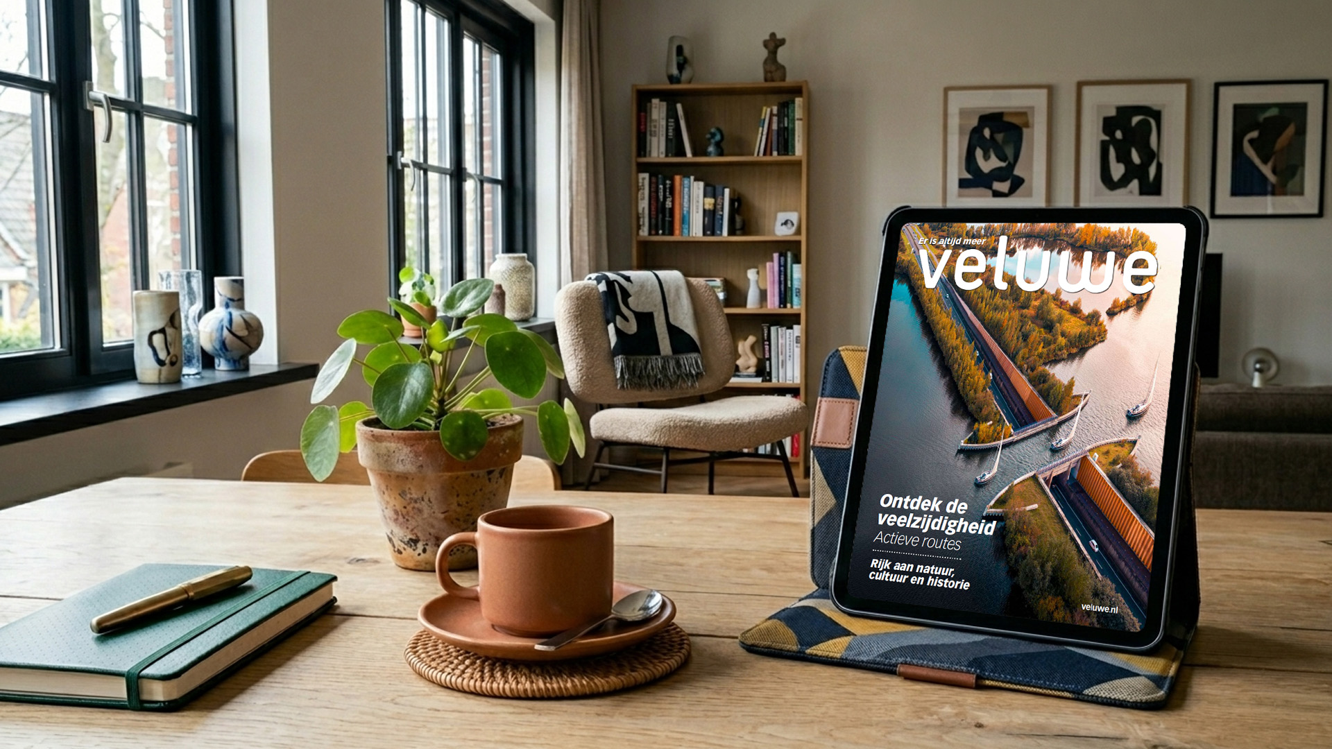 Veluwe magazine op een tablet op een tafel