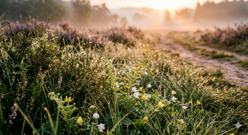 Door AI gegenereerde afbeelding van de natuur met dauw.