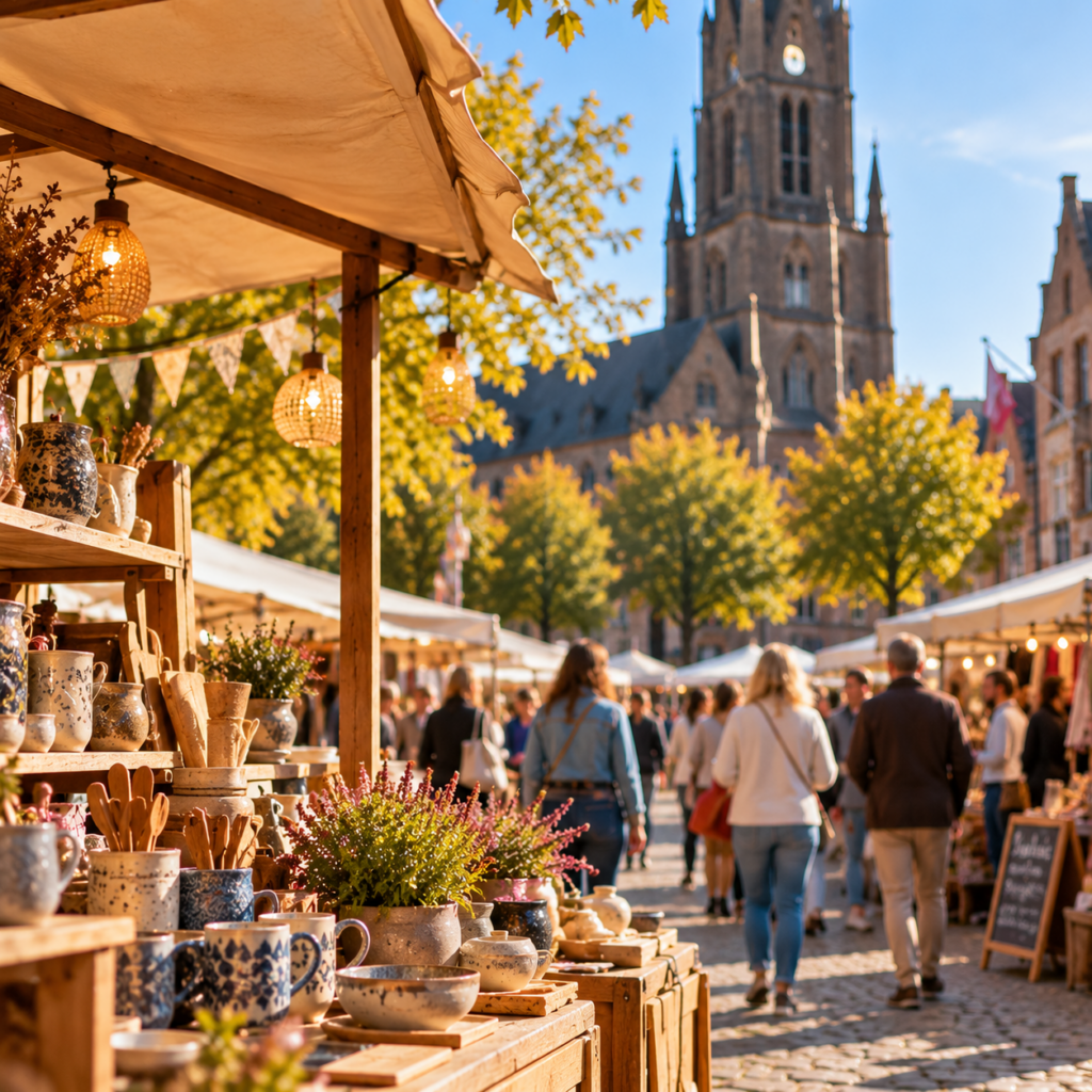 Mensen lopen over een markt